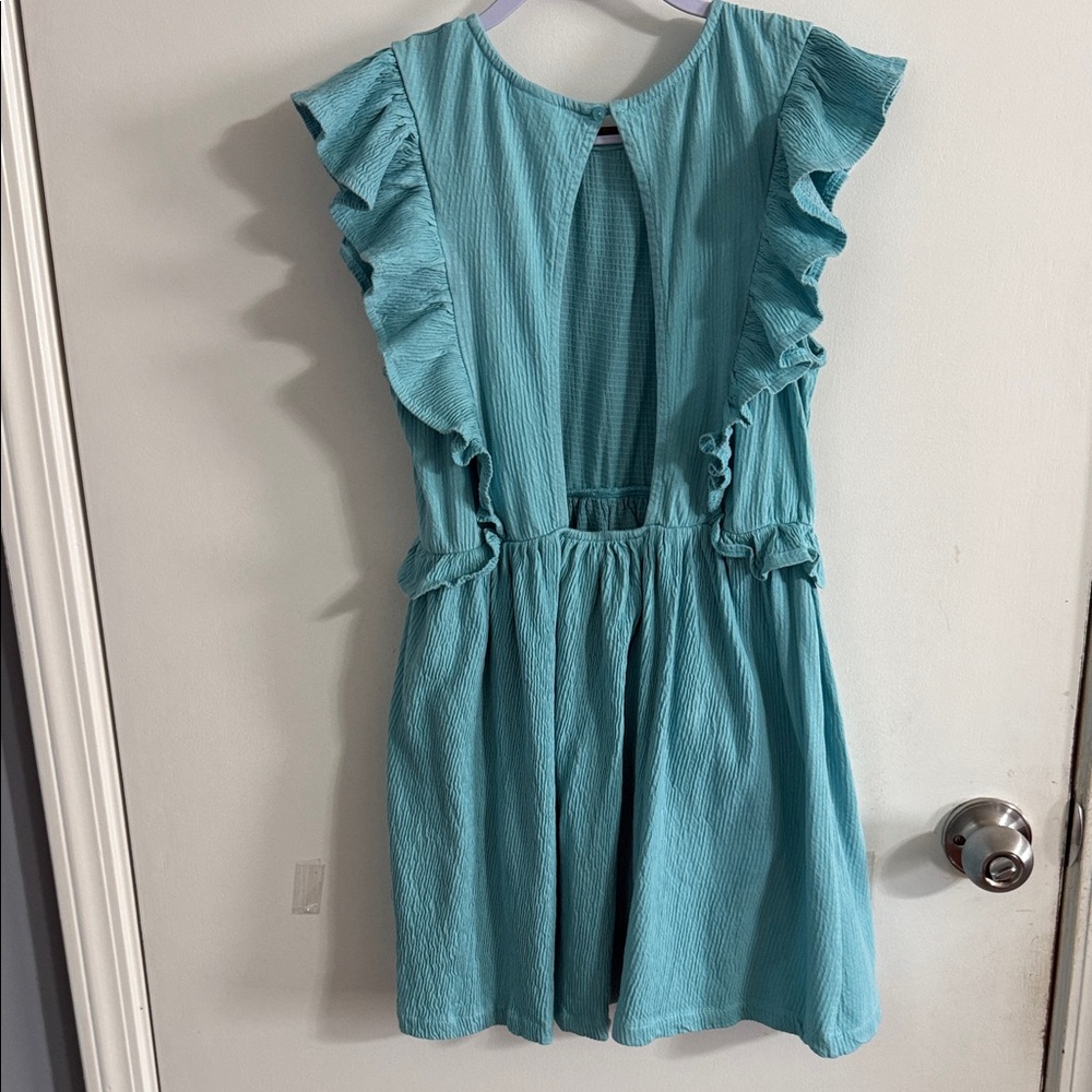 Zara Aqua Ruffle Sleeve Girls' Dress - Picture 3 of 5